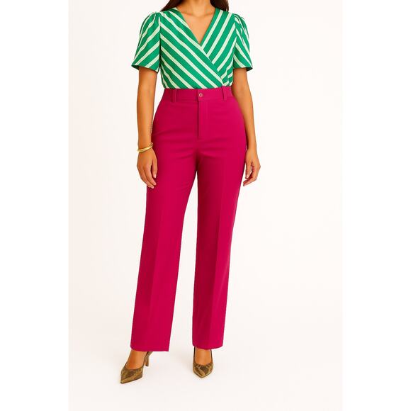 Eredi pisano Pants - ITALIAN MADE EREDI PISANO Slim Fit Cotton Trouser | Size 12 | Fuchsia Pink